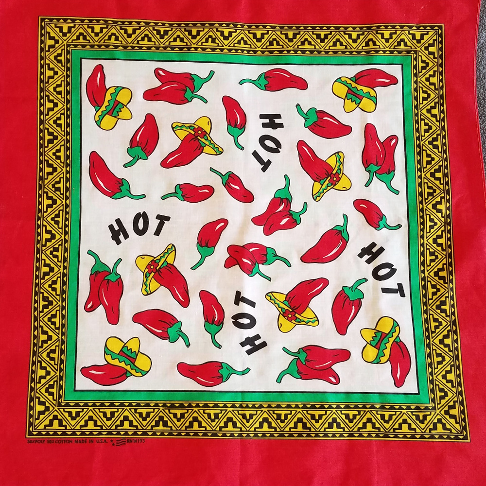 RED HOT Peppers and Sombreros Bandana